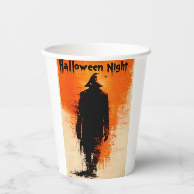 Halloween Graphic – 1960s Poster Vibes Paper Cups (Front)
