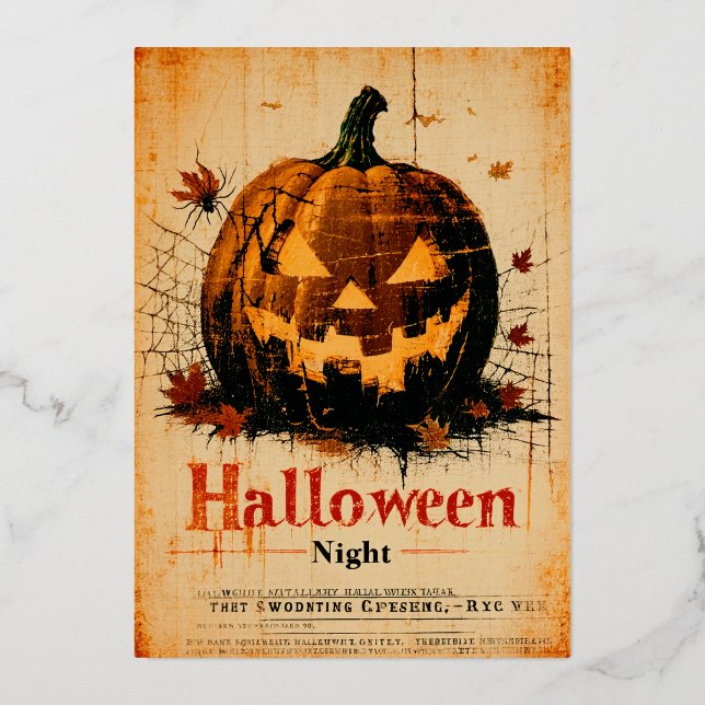 Halloween Graphic – Classic 1960s Design Foil Holiday Card (Front)