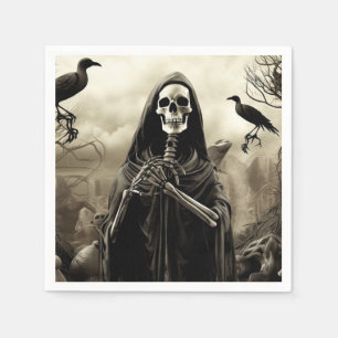 Halloween Graveyard Cemetery Gothic Skeleton Napkin