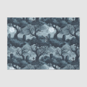 Halloween Graveyard Creepy Trees Ghost Moon Night Tissue Paper