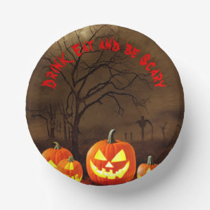 Halloween graveyard Drink Eat and be Scary Paper Plate