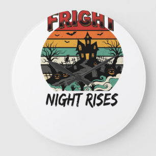 Halloween Graveyard Fright Night Large Clock