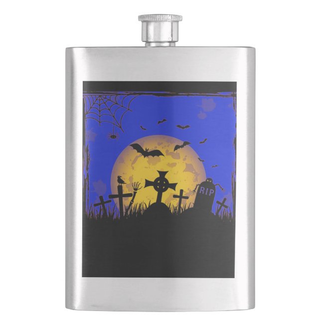 Halloween Graveyard Hip Flask (Front)