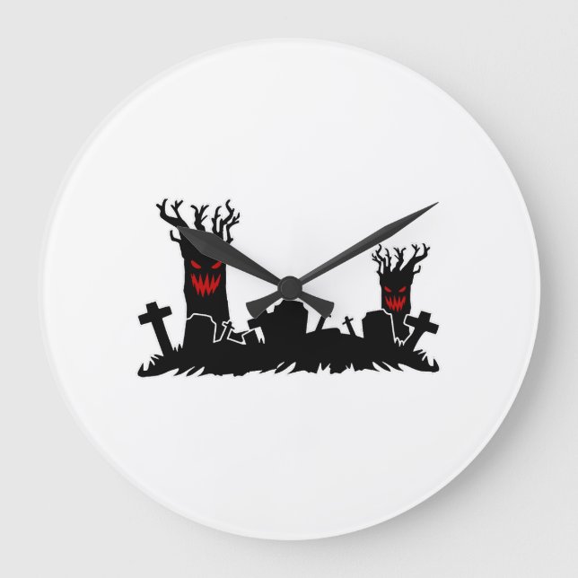 Halloween Graveyard Large Clock (Front)