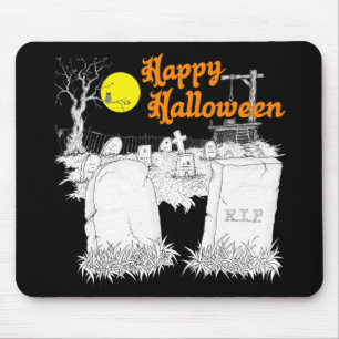 halloween graveyard mouse pad
