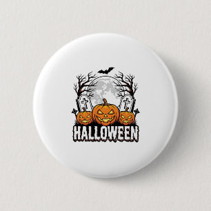 Halloween Graveyard Pumpkin Vintage Engraving Desi 2 Inch Round Button