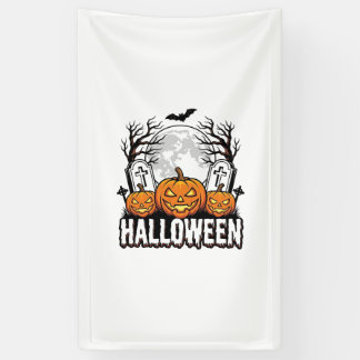 Halloween Graveyard Pumpkin Vintage Engraving Desi Banner