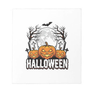 Halloween Graveyard Pumpkin Vintage Engraving Desi Notepad