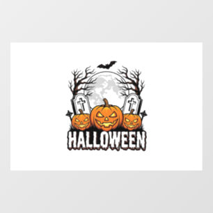 Halloween Graveyard Pumpkin Vintage Engraving Desi Window Cling