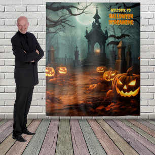  Halloween Graveyard Scene Hanging Backdrop Tapestry