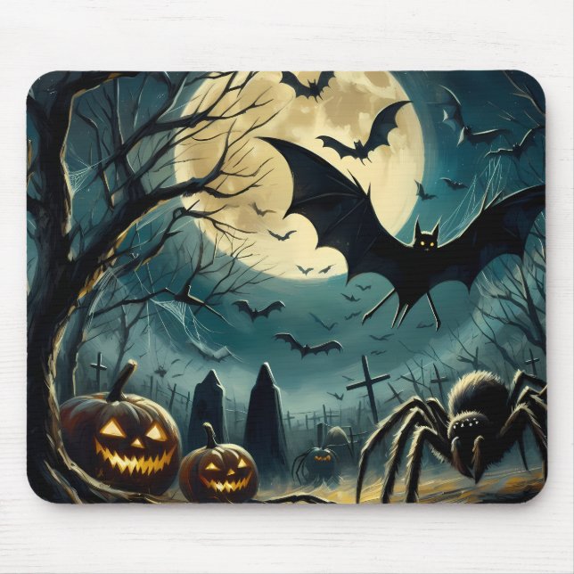 Halloween Graveyard Scene Mouse Pad (Front)