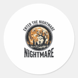 Halloween Graveyard Shirt Vintage Bat Moon Design_ Classic Round Sticker