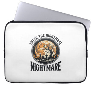 Halloween Graveyard Shirt Vintage Bat Moon Design_ Laptop Sleeve
