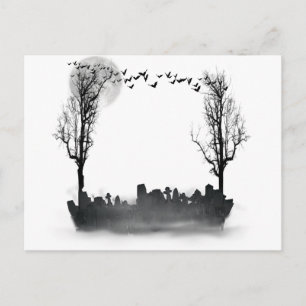 Halloween Graveyard Silhouette Postcard