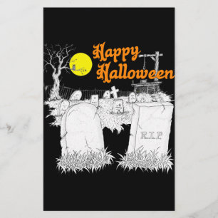 halloween graveyard stationery