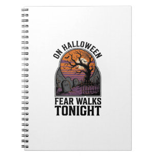 Halloween Graveyard Sunset Vintage Spooky Tree Art Notebook