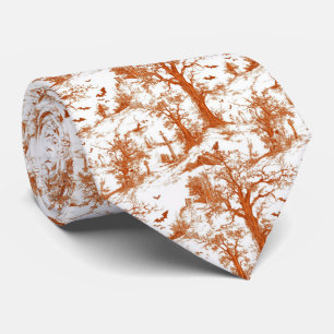Halloween Graveyard Toile de Jouy Pattern Rust Tie