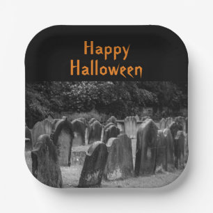 Halloween Graveyard Tombstones Paper Plate