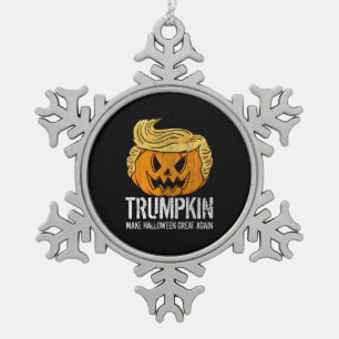 Halloween Great Again Donald Trumpkin Pumpkin Snowflake Pewter Christmas Ornament