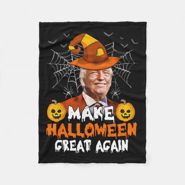 Halloween Great Again Funny Trump Jack O Lantern G Fleece Blanket (Front)