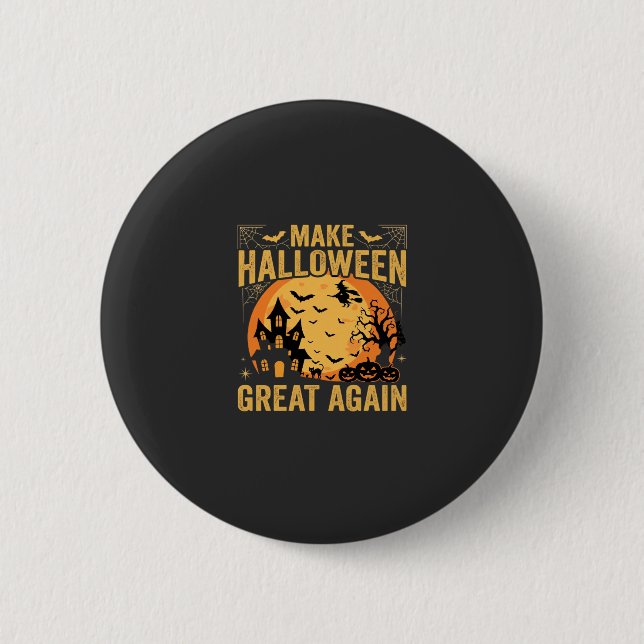 Halloween Great Again Haunted House Pumpkin 2 Inch Round Button (Front)