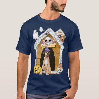 Halloween Great Dane Dog Witch Haunted House  T-Shirt