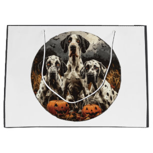 Halloween Great Dane Dogs Jack O Lantern Large Gift Bag