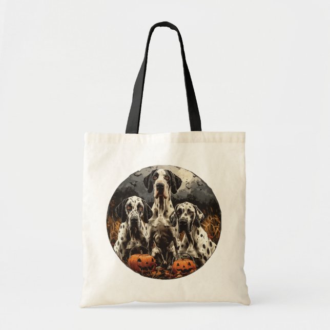 Halloween Great Dane Dogs Jack O Lantern Tote Bag (Front)