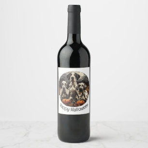 Halloween Great Dane Dogs Jack O Lantern Wine Label