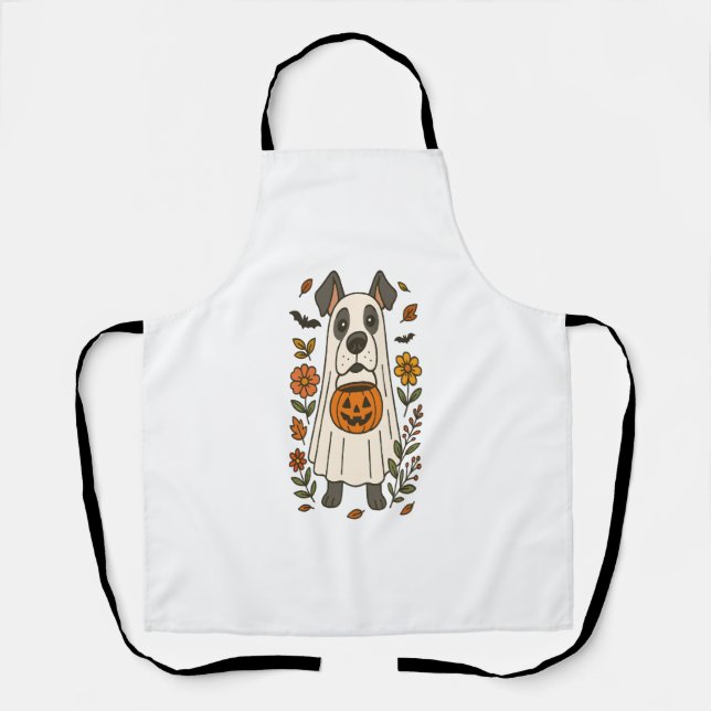 Halloween Great Dane Flowers Apron (Front)