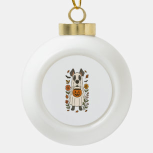 Halloween Great Dane Flowers Ceramic Ball Christmas Ornament