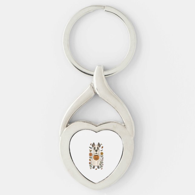 Halloween Great Dane Flowers Keychain (Front)