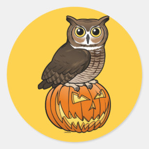 Halloween Great Horned Owl Classic Round Sticker