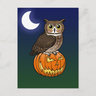 Halloween Great Horned Owl Postcard