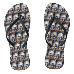 Halloween Greater Swiss With Pumpkins Scary Flip Flops