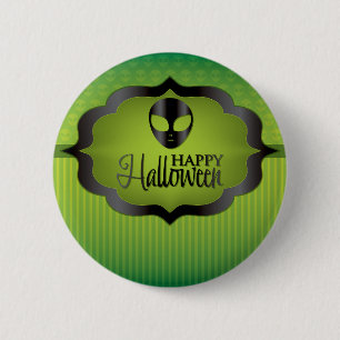 Halloween green alien 2 inch round button