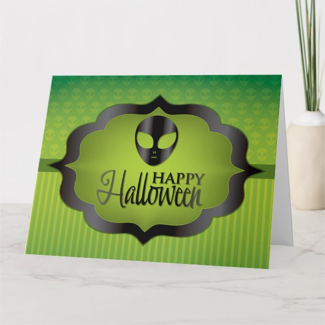 Halloween green alien card (Front)