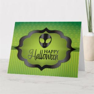Halloween green alien card