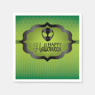 Halloween green alien napkin