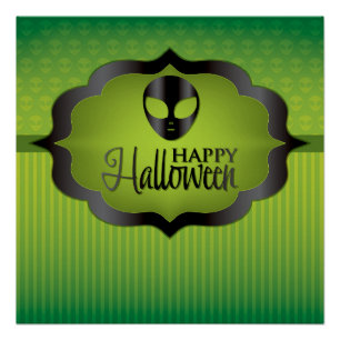 Halloween green alien poster
