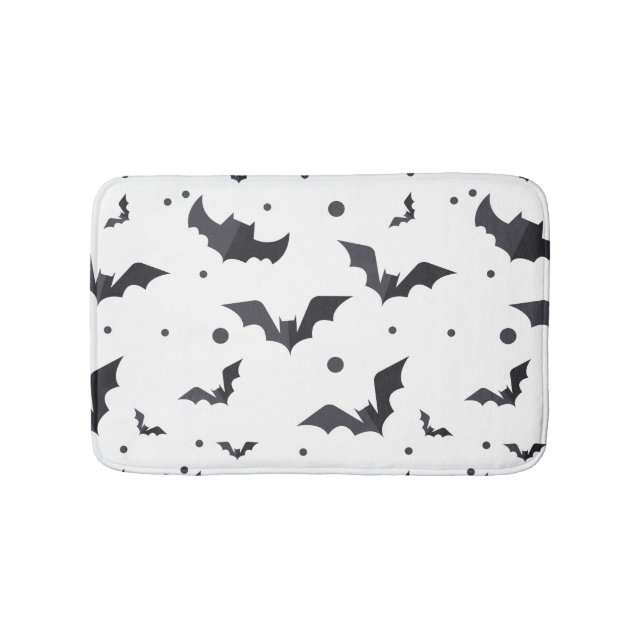 Halloween Green Bat Pattern Bath Mat (Front)