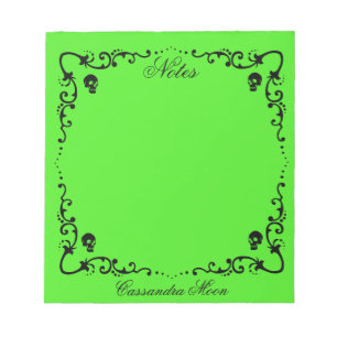 Halloween Green & Black Magic Border Personalized Notepad