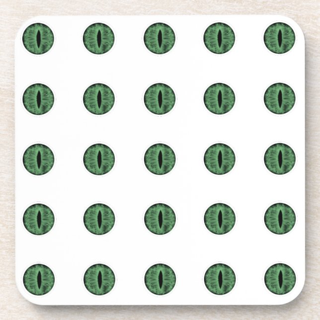 Halloween Green Polka Dot Eyes Coaster (Front)