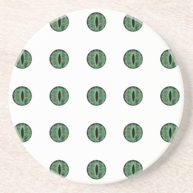 Halloween Green Polka Dot Eyes Coaster (Front)