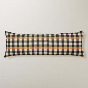 Halloween green, purple & black gingham pattern body pillow