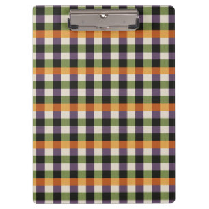 Halloween green, purple & black gingham pattern clipboard