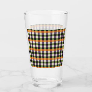 Halloween green, purple & black gingham pattern glass