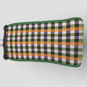 Halloween green, purple & black gingham pattern golf head cover