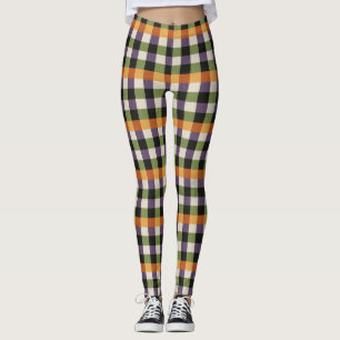 Halloween green, purple & black gingham pattern leggings