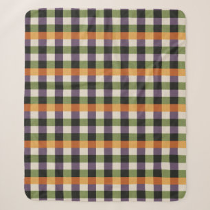 Halloween green, purple & black gingham pattern sherpa blanket